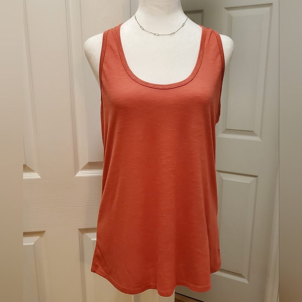 Jessica Simpson Activewear, mesh detail racerback tank, Size L, Coral/pale rust